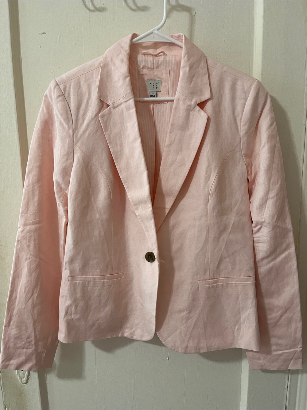 a new day Light Pink Single-Button Linen-Blend Blazer